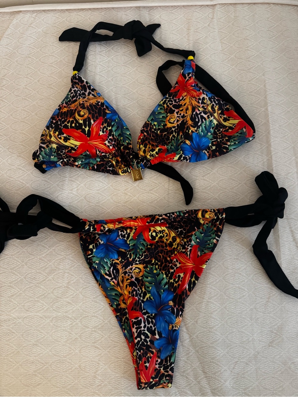 Multicolor Floral & Leopard Print Bikini Bottoms